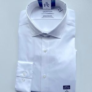 CALVIN KLEIN | White Dress Button-Up | Size: L (16 34/35) SLIM FIT